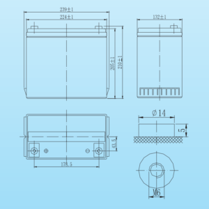 Kích thước Ắc quy Vision 12V 55Ah 6FM55-X