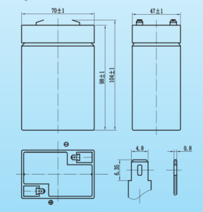 Kích thước ắc quy Vision Model CP640E