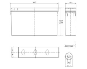 Kích thước Bình Ắc quy Vision CT12-180X 12V-180Ah