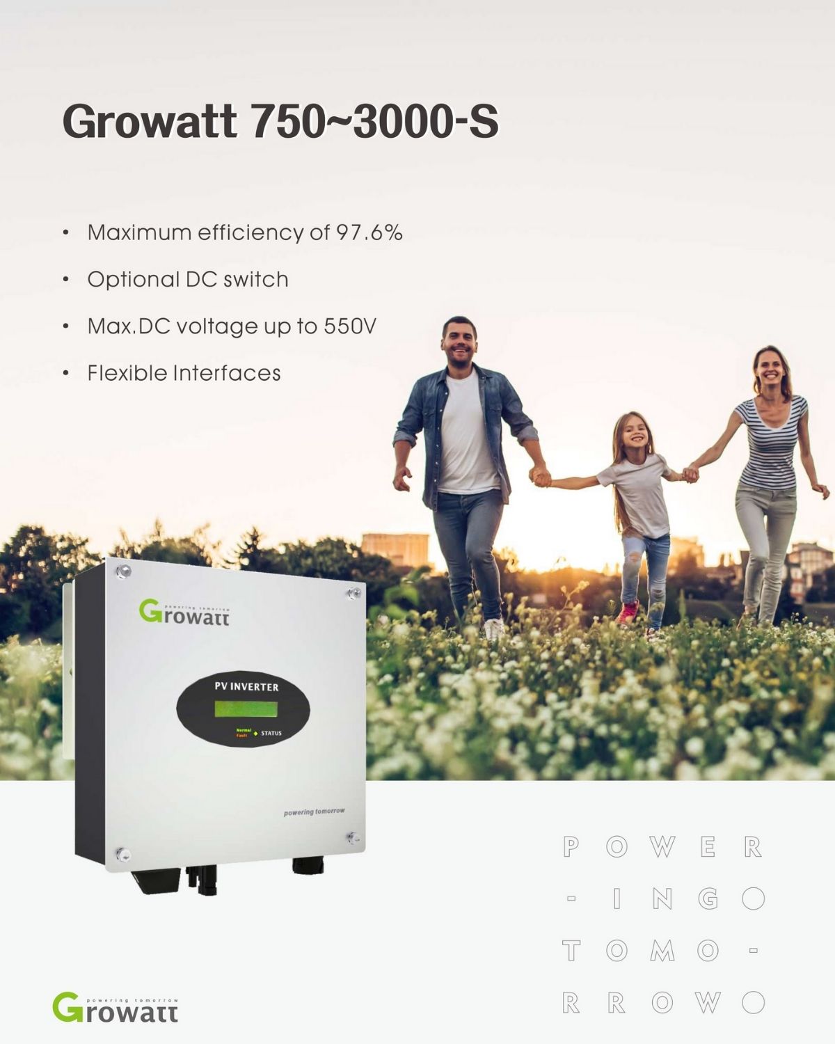 Biến tần hòa lưới inverter Growatt 3kw