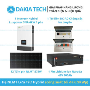 Trọn Gói Điện Mặt Trời Hòa Lưới Có Lưu Trữ (công suất tối đa 6.9KWp)