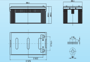 Thông số kỹ thuật Acquy Vision 12V 230Ah 6FM230-X