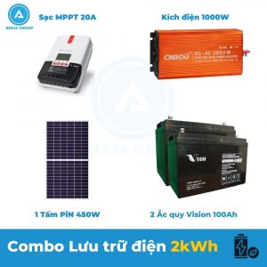 DAKIA TECH cung cấp Combo Lưu trữ năng lượng mặt trời 2KWh