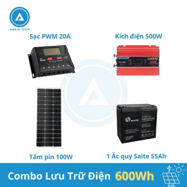 Combo Lưu Trữ Điện NLMT 600Wh