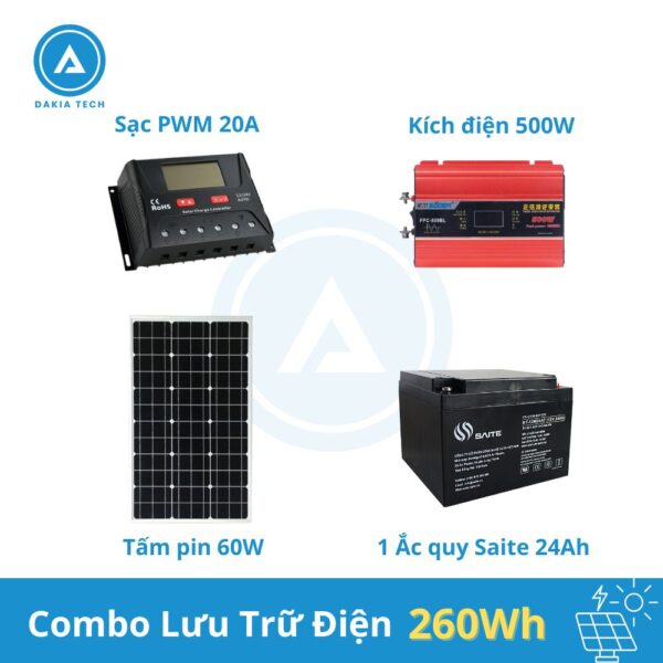 Combo Lưu Trữ Điện NLMT 260Wh