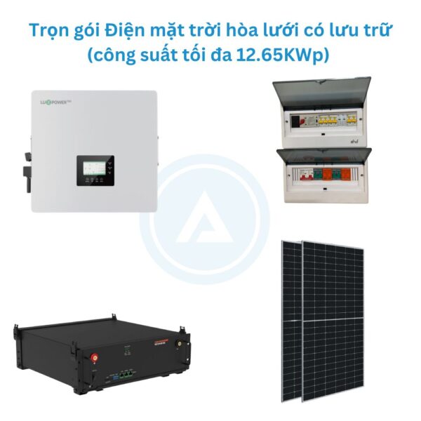 Trọn gói Điện măt trời hòa lưới có lưu trữ (công suất tối đa 12.65KWp)