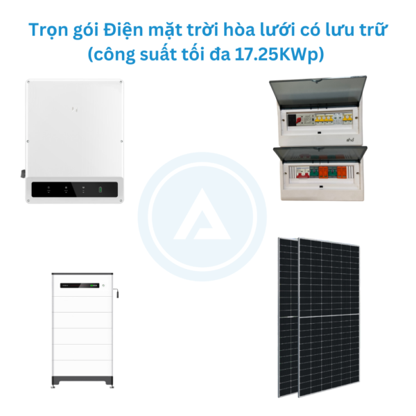 Trọn gói Điện măt trời hòa lưới có lưu trữ (công suất tối đa 17.25KWp)