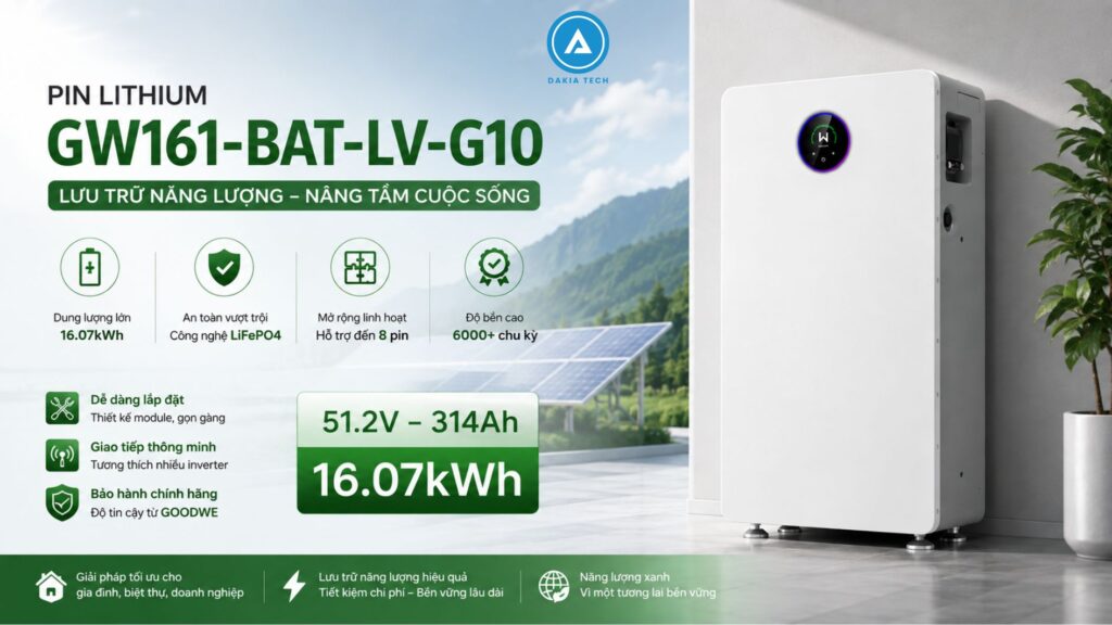 PIN LITHIUM GOODWE GW16.1-BAT-LV-G10 LƯU ĐIỆN THÔNG MINH, DÙNG ĐIỆN CHỦ ĐỘNG! 1 Pin Lithium GoodWe 51.2V 314Ah GW16.1-BAT-LV-G10